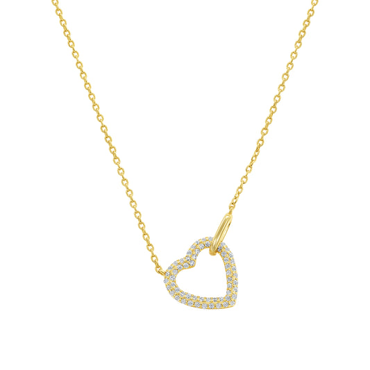 Slanted Pave Heart Necklace