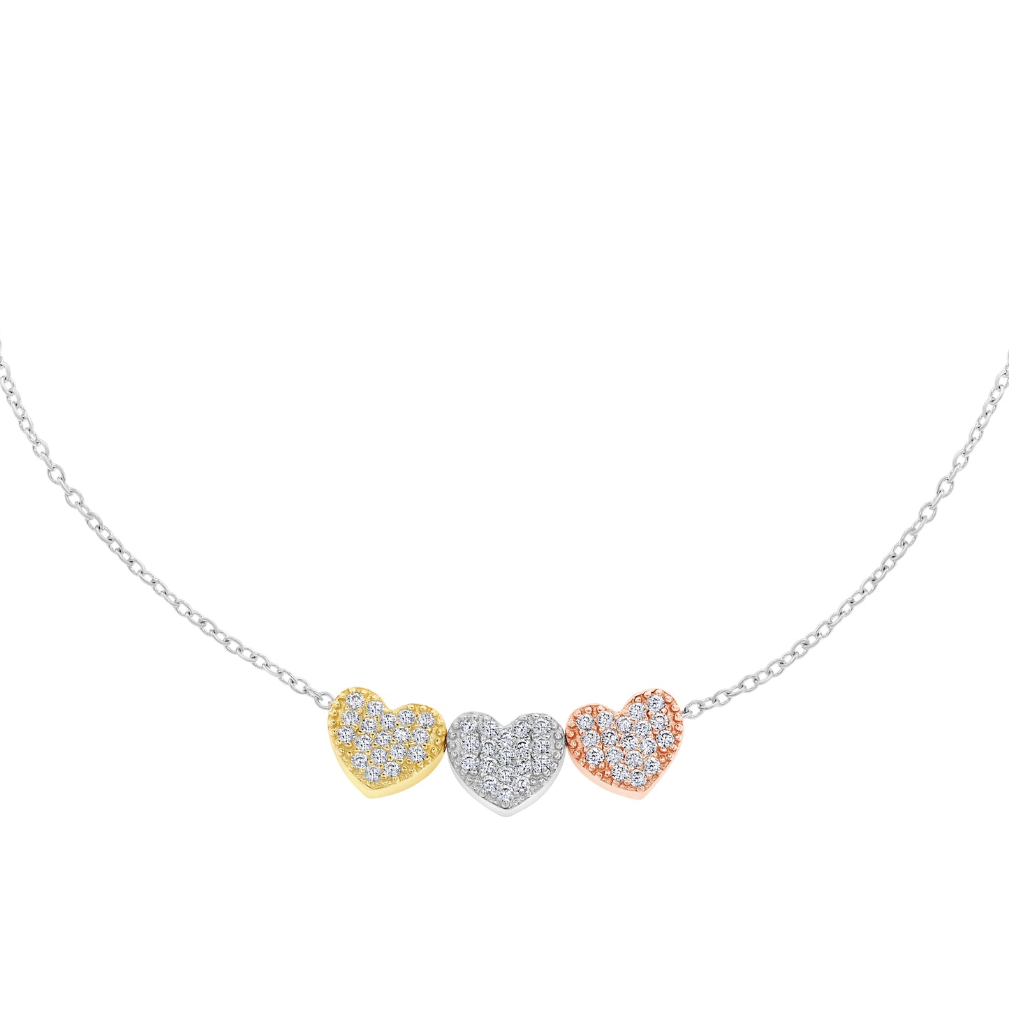 Small Tricolor Heart Necklace