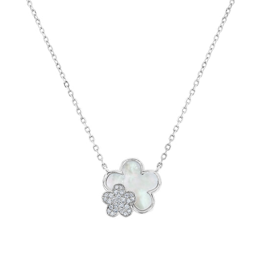 Double Floral Mother Of Pearl Necklace