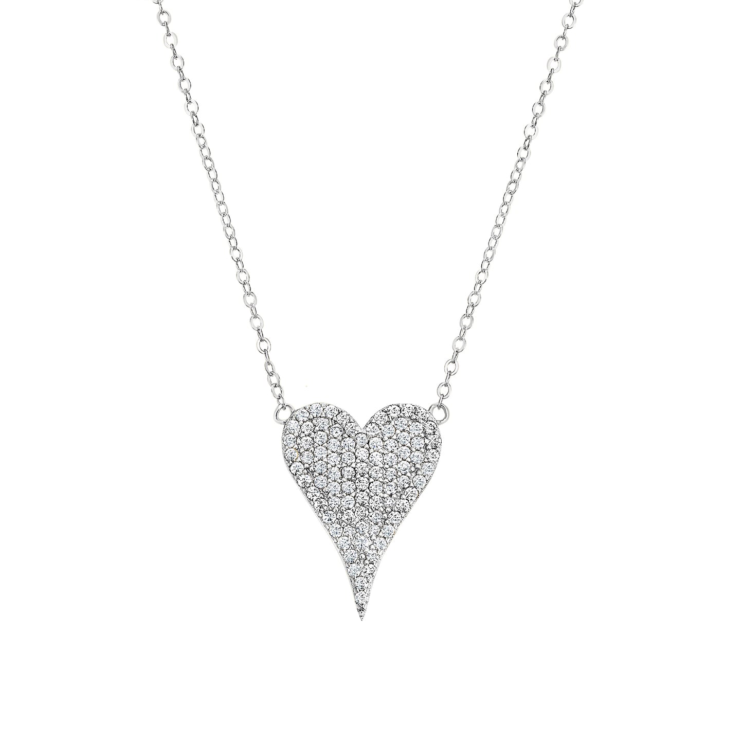 Pointed Pave Heart Necklace