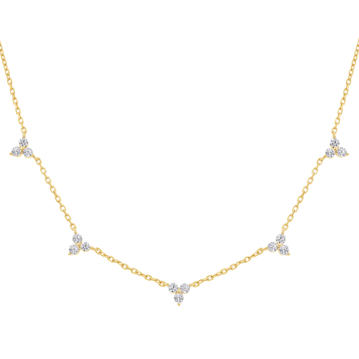 Dainty Three Stone Cluster Necklace