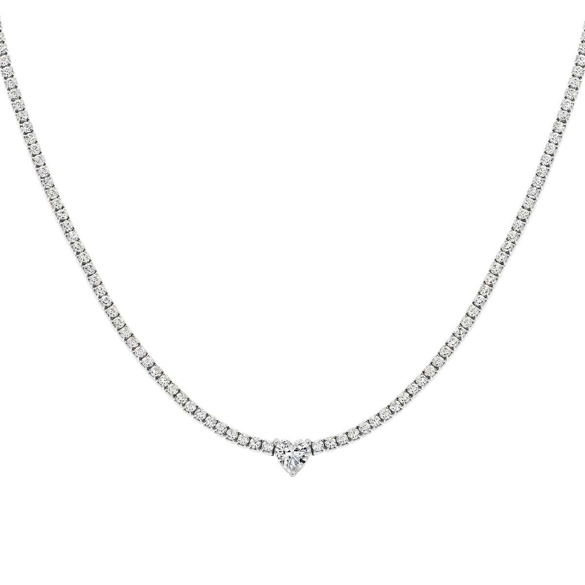 Heart Solitaire Tennis Necklace