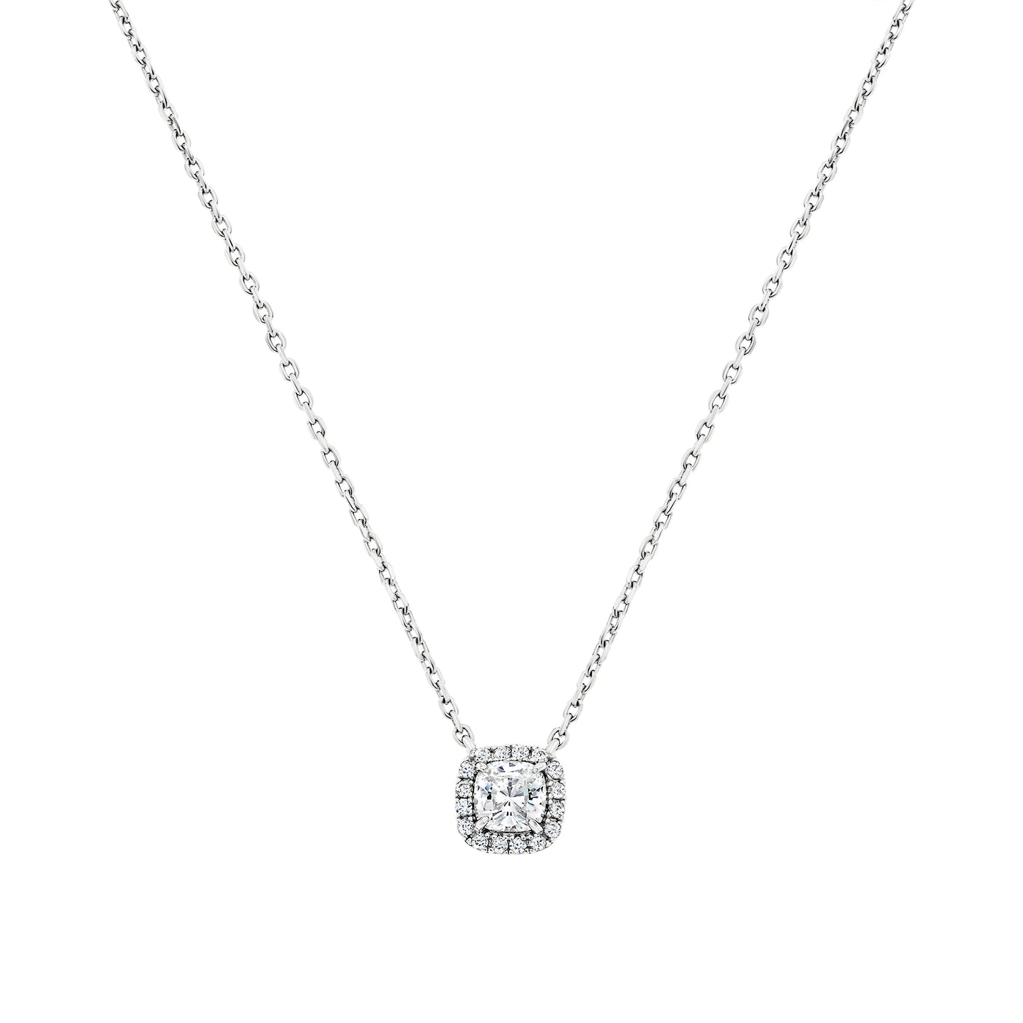 Mini Square Halo Solitare Necklace