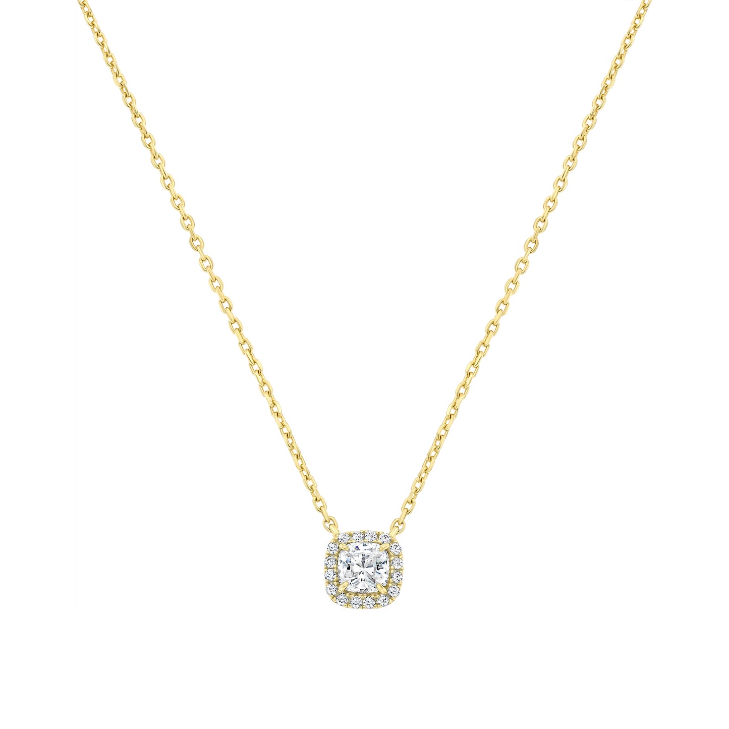 Mini Square Halo Solitare Necklace