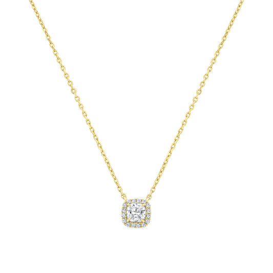 Mini Square Halo Solitare Necklace