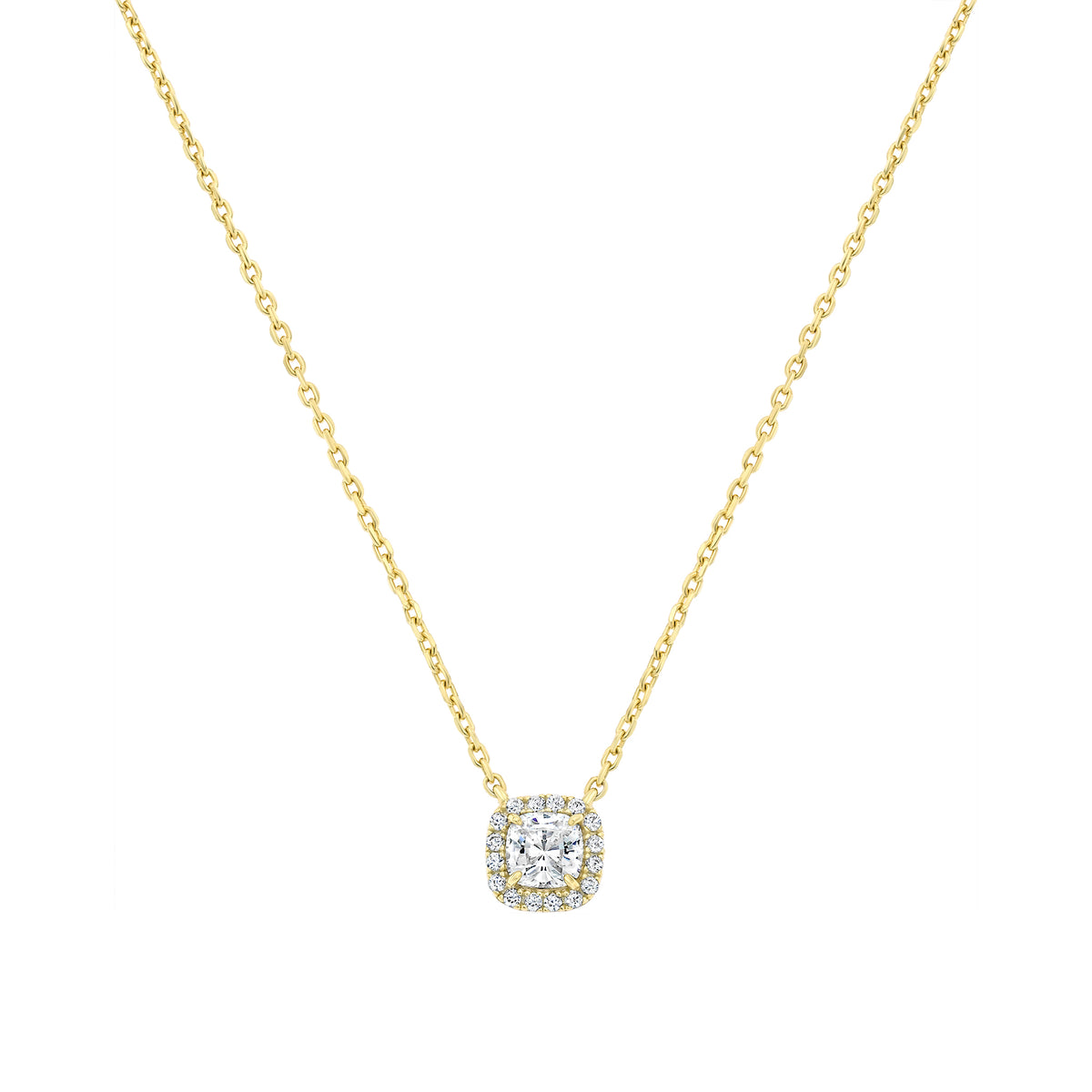 Mini Square Halo Solitare Necklace