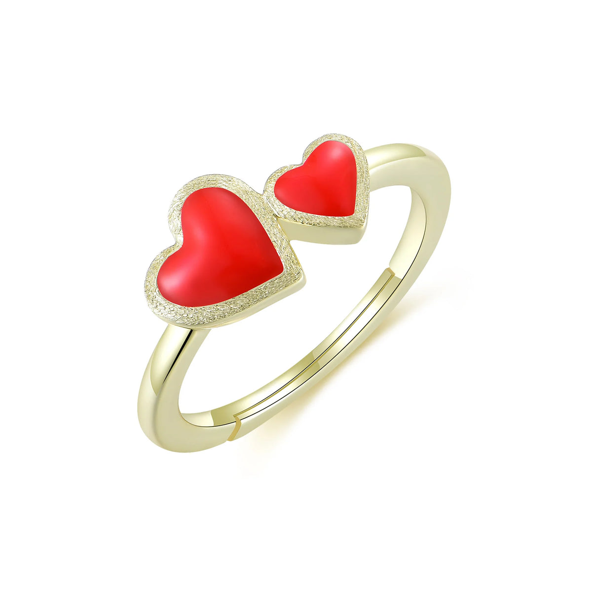 Double Red Heart Ring