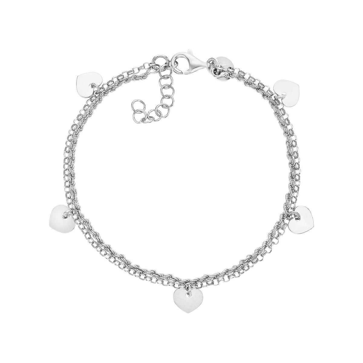 Twirl Double Chain Heart Bracelet