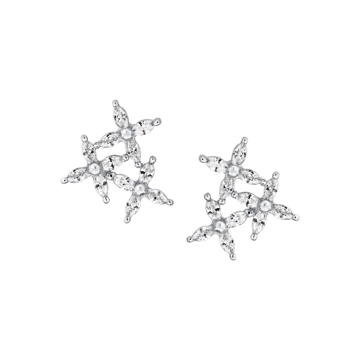 Triple Marquise Floral Stud Earrings