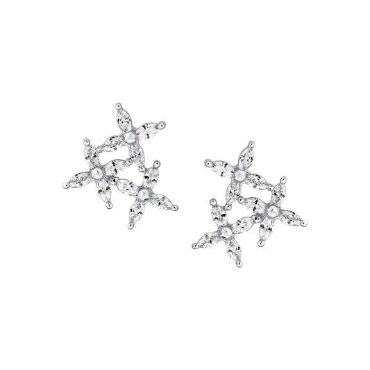 Triple Marquise Floral Stud Earrings