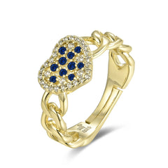 Sparkly Heart Link Ring