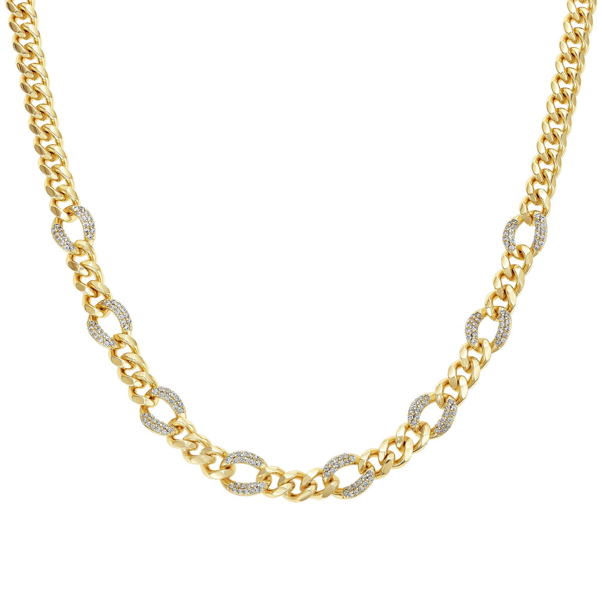 Alternating Pave Cuban Necklace