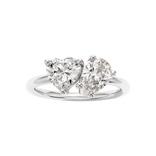 Paired Heart and Teardrop Ring