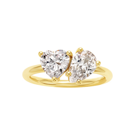 Paired Heart and Teardrop Ring