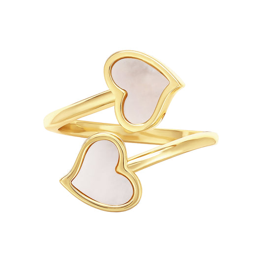 Tilted Double Heart Ring