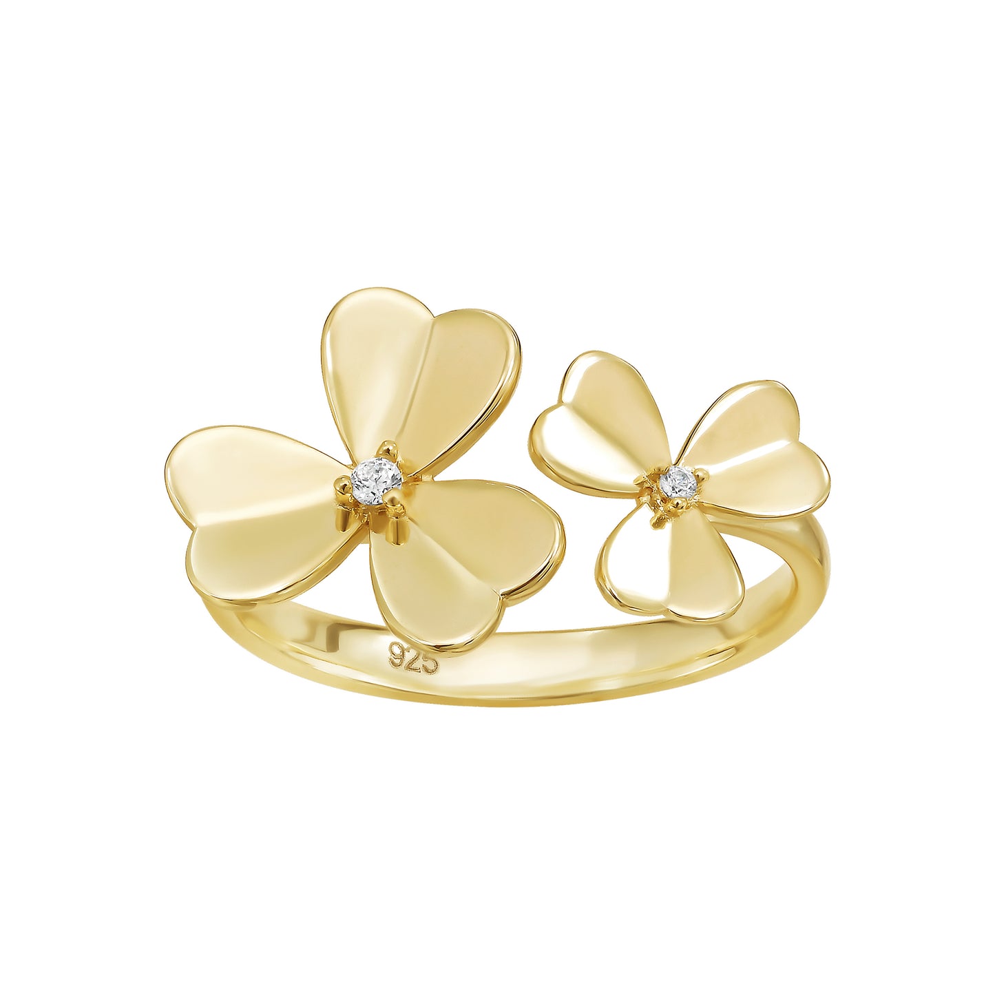 Shiny Double Floral Ring