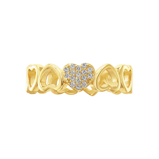 Alternating Open Heart Ring
