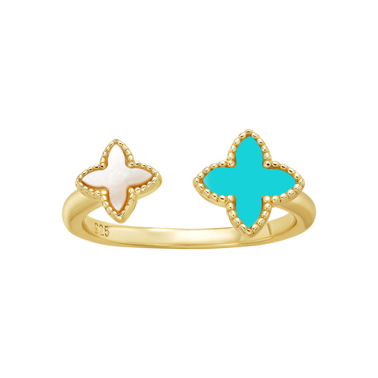 Double Open Clover Ring
