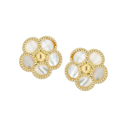 Twisted Rope Mother-of-Pearl Flower stud Earring