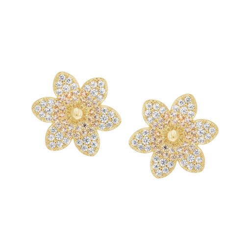 Flat Petal Flower Stud Earring