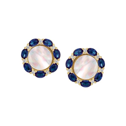 Oval Stones Outline Mother-of-Pearl Stud Earring