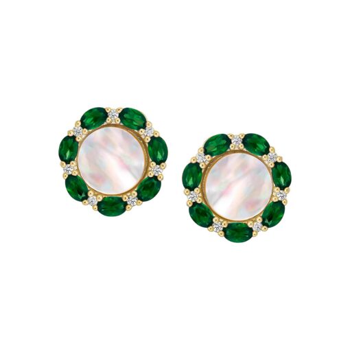 Oval Stones Outline Mother-of-Pearl Stud Earring