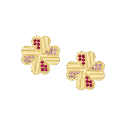 Heart Petals Clover Stud Earring