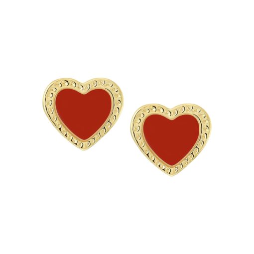 Grooved Frame Heart Stud Earring