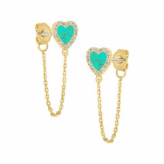 Mother-of-Pearl Heart Stud Chain Earring