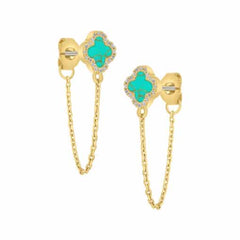 Mother-of-Pearl Clover Stud Chain Earring