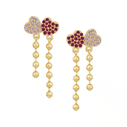 Twin Heart Drop Earrings