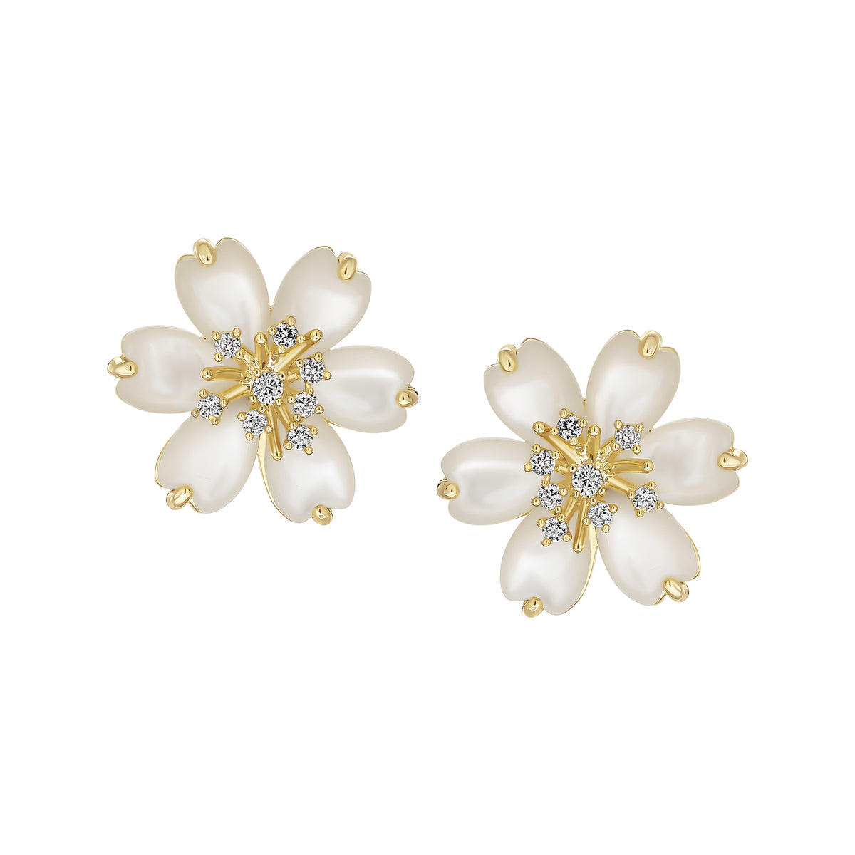 Dainty Stone Burst Mother Of Pearl Studs