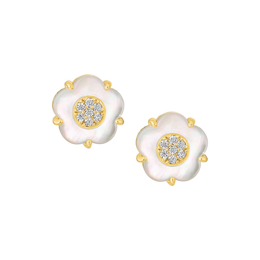 Mother Of Pearl Flower Studs