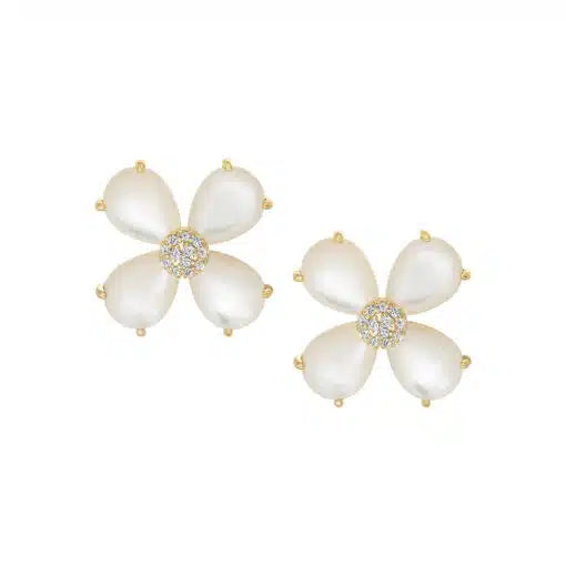 Four Petal Mother-of-Pearl Stud Earring