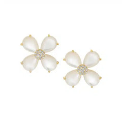 Puffed Mother-of-Pearl Flower Earring