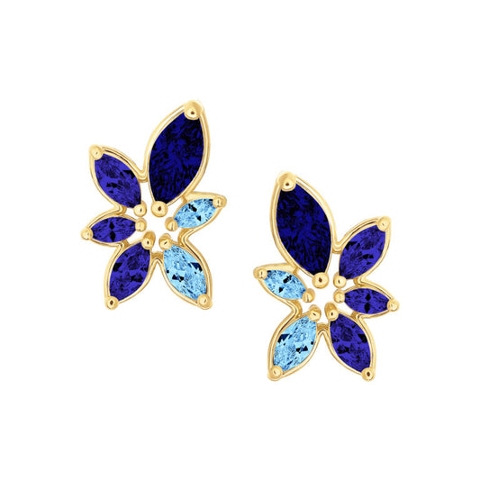 Leaf Gemstone Stud Earring