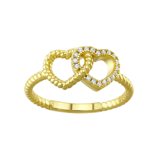 Beaded Intertwined Heart Ring