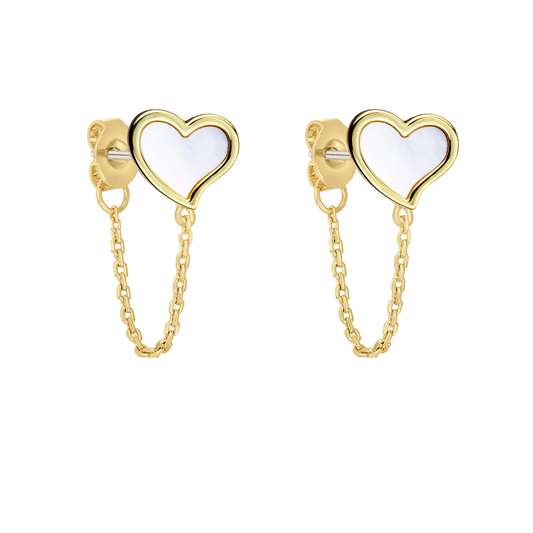 Tilted Heart Hanging Chain Earring