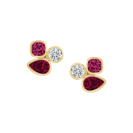 Bezel-set Trio Stud Earring