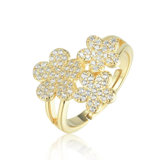 Stacked Floral Cluster Ring