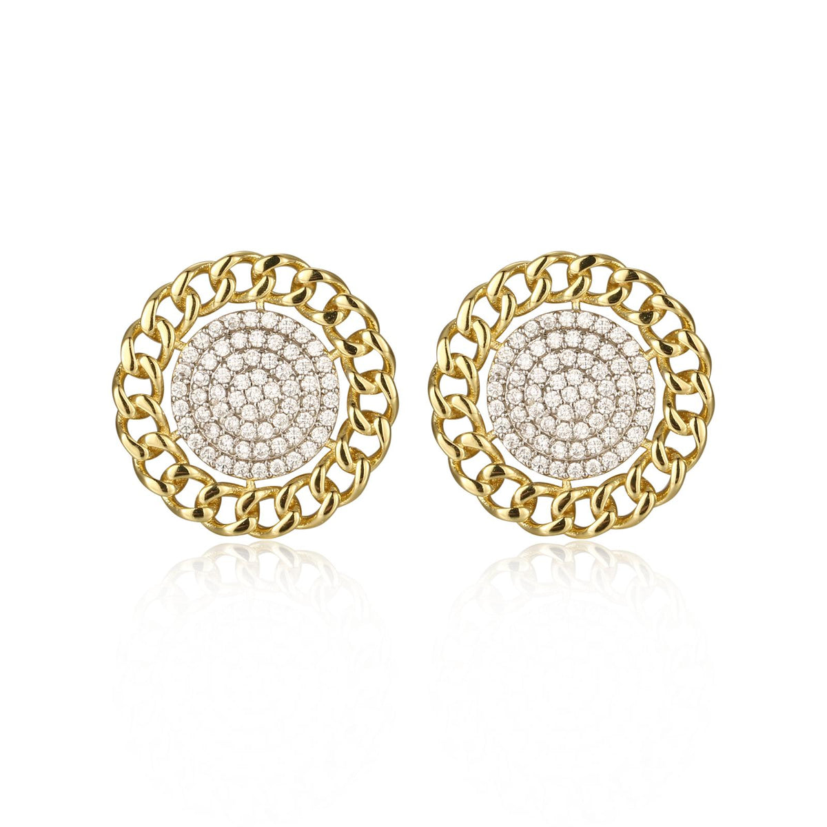 Round Pave Chain Studs