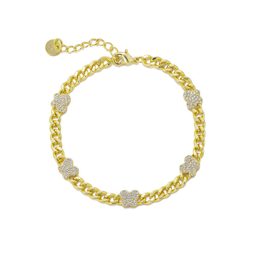 Pave Butterfly Curb Chain Bracelet