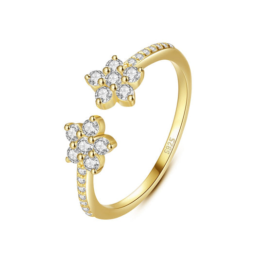 Twin Flower Open Ring