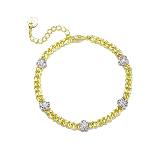 Floral Cluster Cuban Chain Bracelet