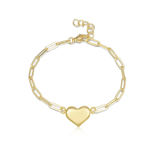 Matte Center Heart Link Bracelet