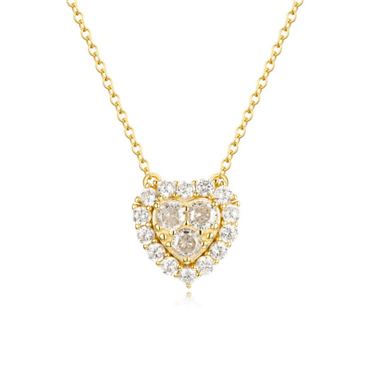 Cluster Pave Heart Necklace