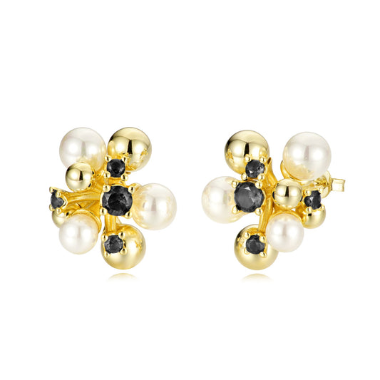 Pearl Ball Cluster Stud Earrings