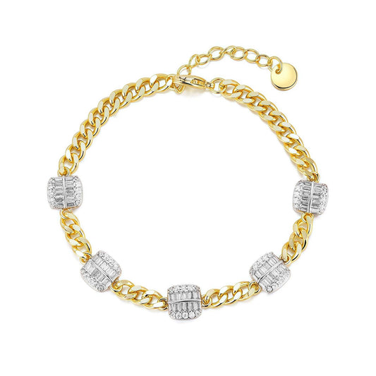 Baguette Cluster Link Bracelet