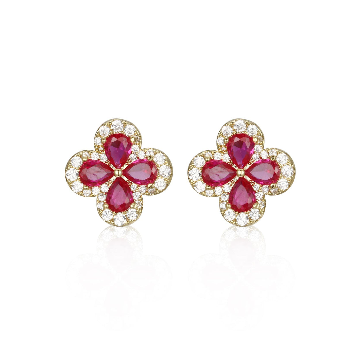 Colored Clover Stud Earrings
