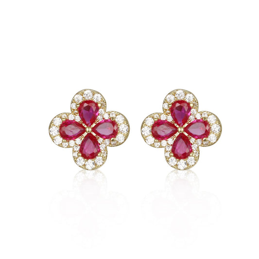 Colored Clover Stud Earrings